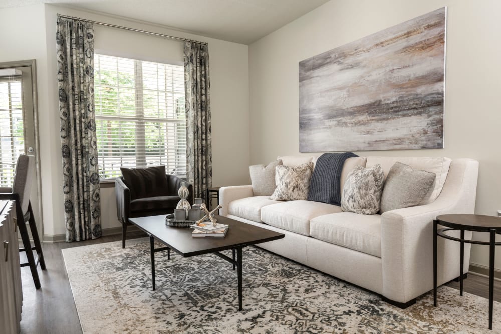 Beautiful furnished living room at Arch and Vine in Athens, Georgia