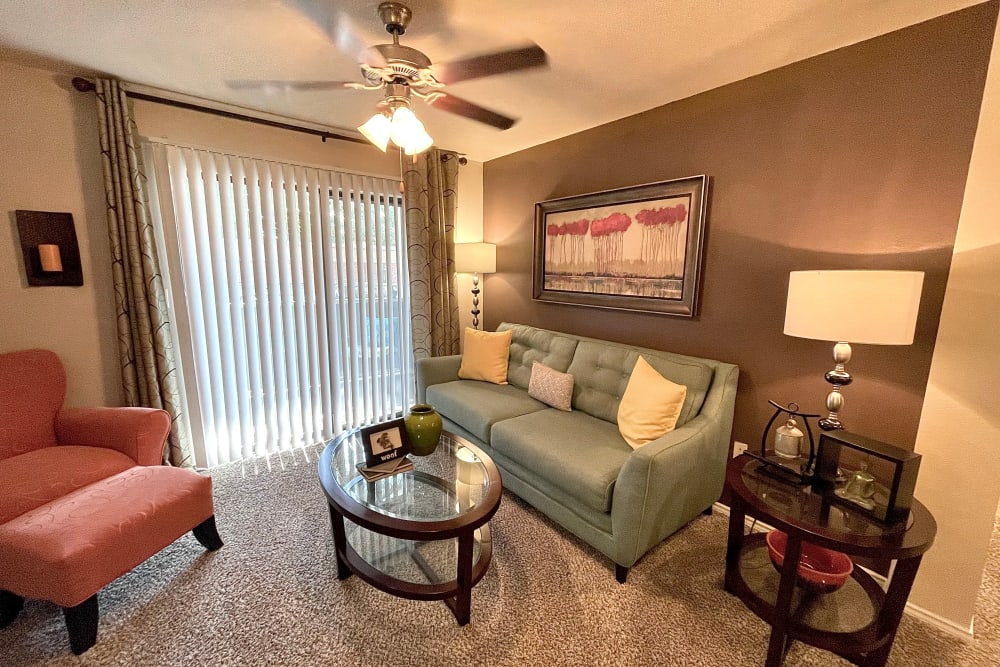 Living room at The Abbey at Hightower in North Richland Hills, TX