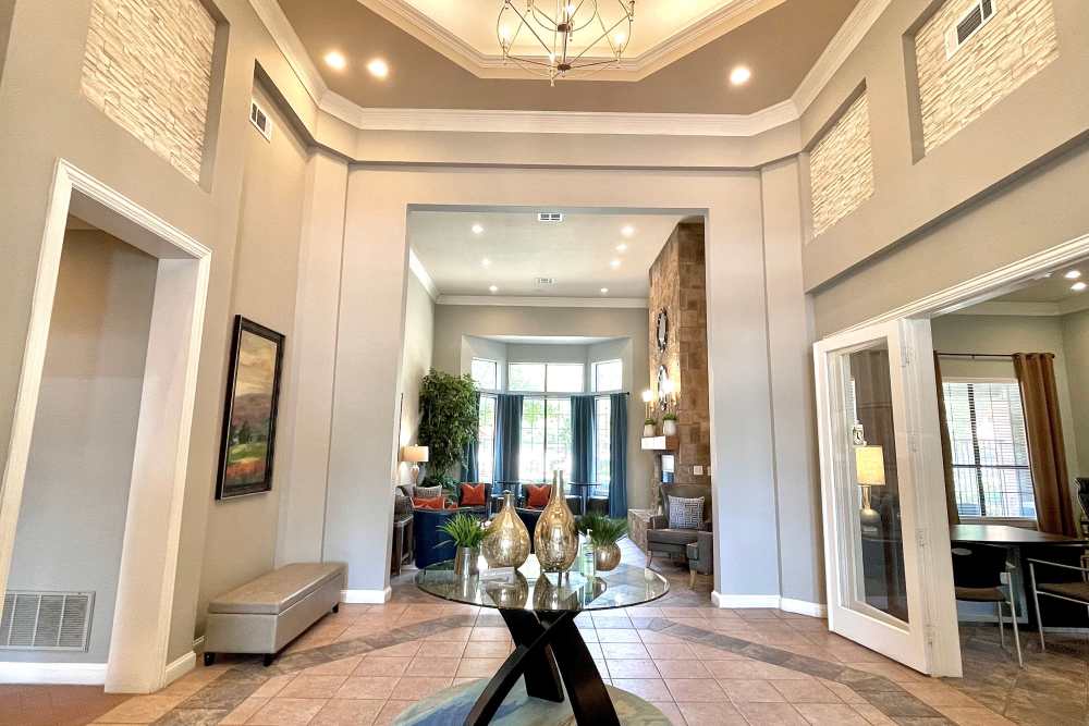 Clubhouse entryway at The Abbey at Hightower in North Richland Hills, Texas