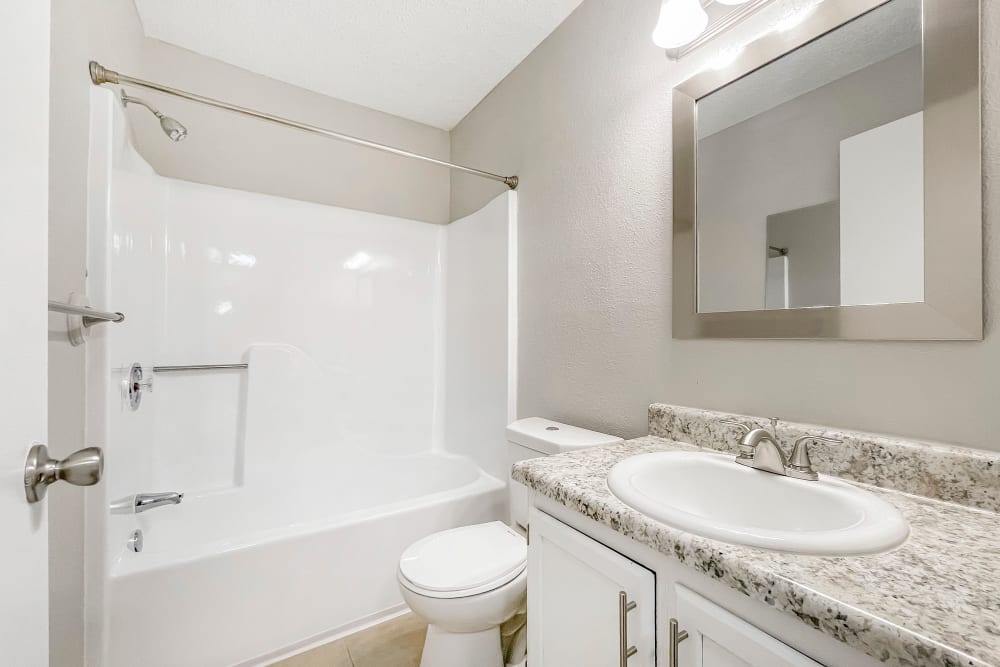 Modern bathroom at Pebble Creek Apartments in Antioch, Tennessee