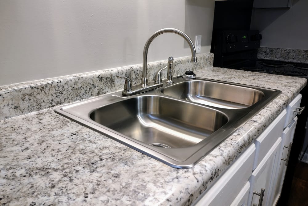 Stainless steel sink at Pebble Creek Apartments in Antioch, Tennessee