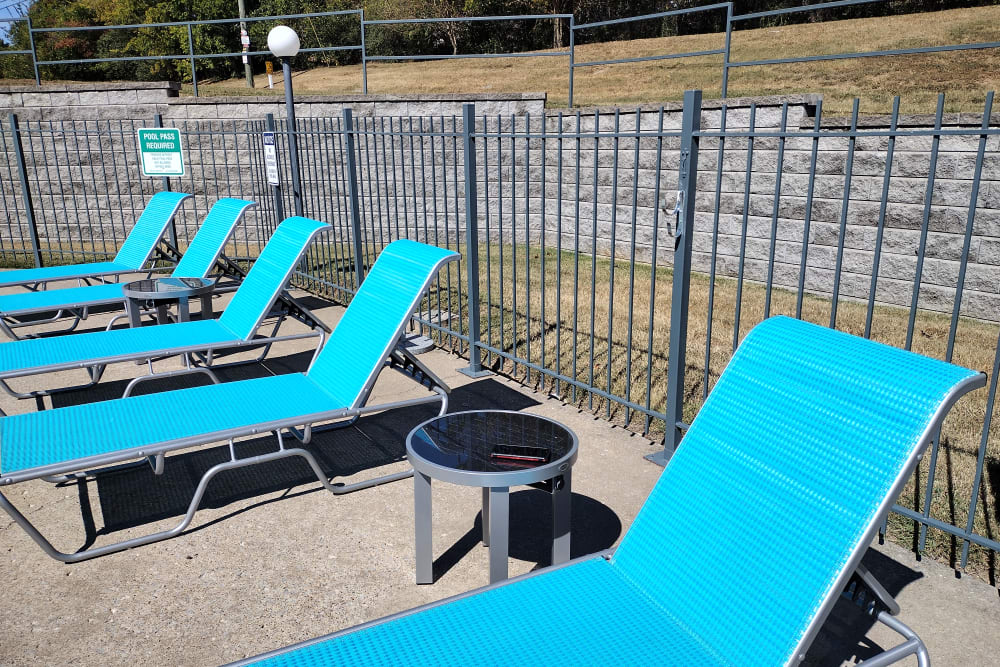 Nice lounge chairs at Pebble Creek Apartments in Antioch, Tennessee