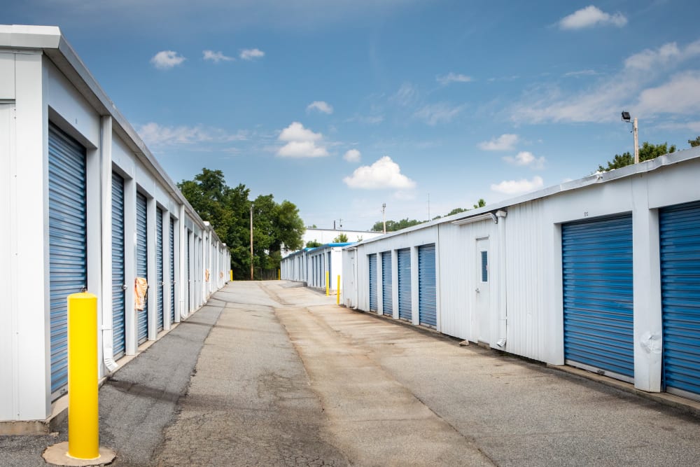 Large driveways through AAA Self Storage at Battleground Rd in Greensboro, North Carolina