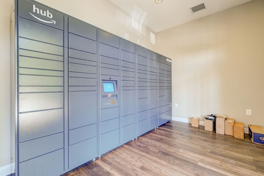 Package lockers at Carden Place Apartment Homes in Mebane, North Carolina