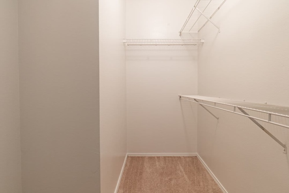 Large walk in closet at Marquis at Stonebriar in Frisco, Texas