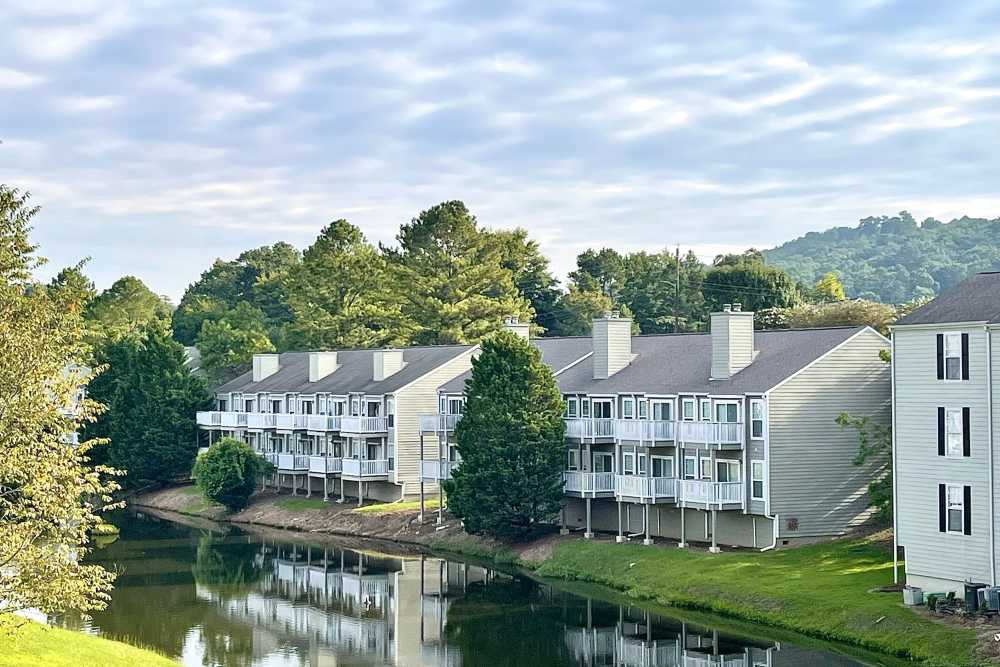 Apartment building exterior at The Abbey at Inverness in Birmingham, Alabama