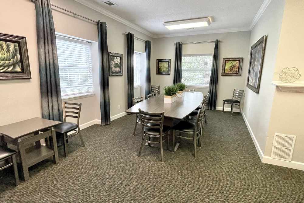Clubhouse area at The Abbey at Regent's Walk in Homewood, Alabama