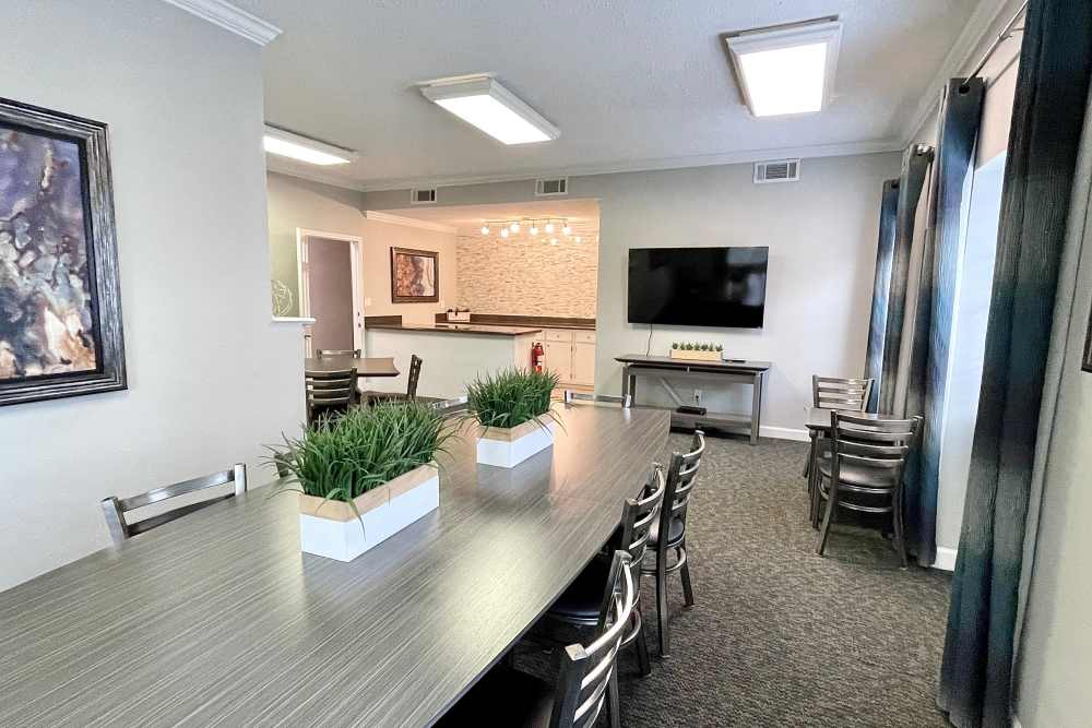 Clubhouse seating at The Abbey at Regent's Walk in Homewood, Alabama