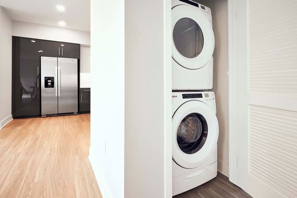 In-home washer and dryer at The Linden in Long Beach, California