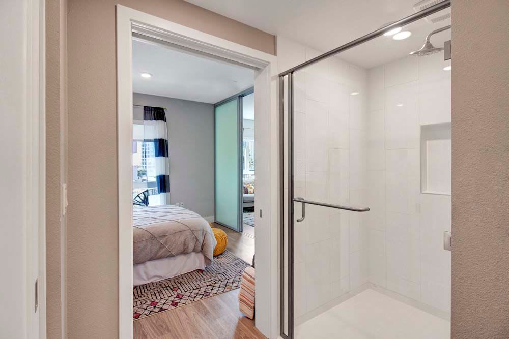 Clean shower room in Long Beach, California