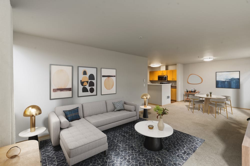 Comfortable  living room at Verse Seattle in Seattle, Washington