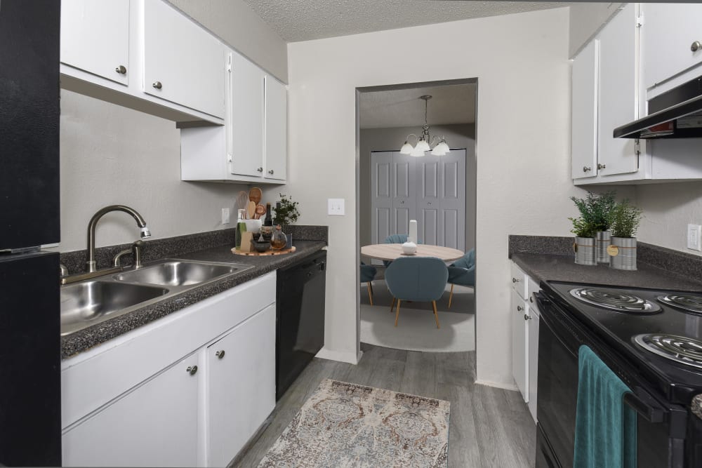 View of kitchen at HighPointe Apartments in Birmingham, Alabama