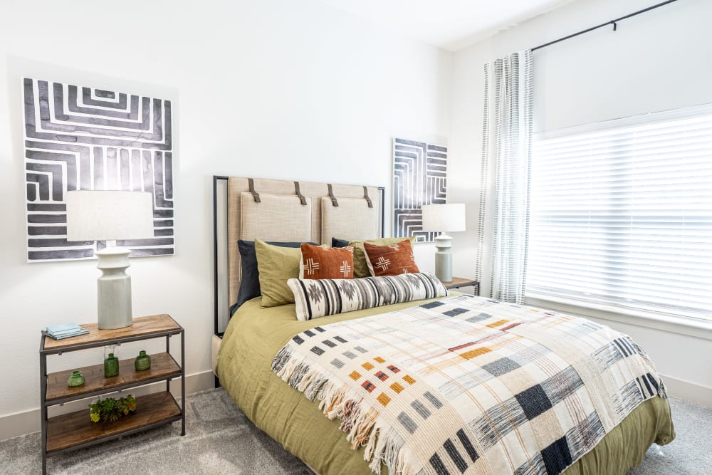 Model bedroom at The Everett at Ally Village in Midland, Texas