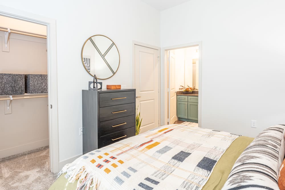 View of the doorway leading into the bedroom at The Everett at Ally Village in Midland, Texas