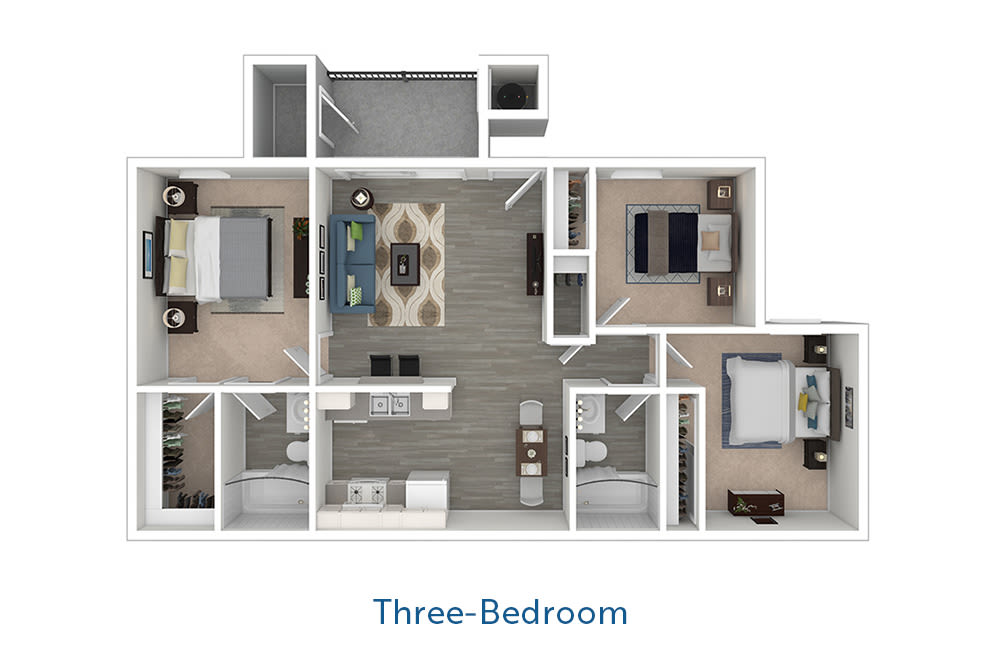 Three-Bedroom floor plan at Mountain Vista