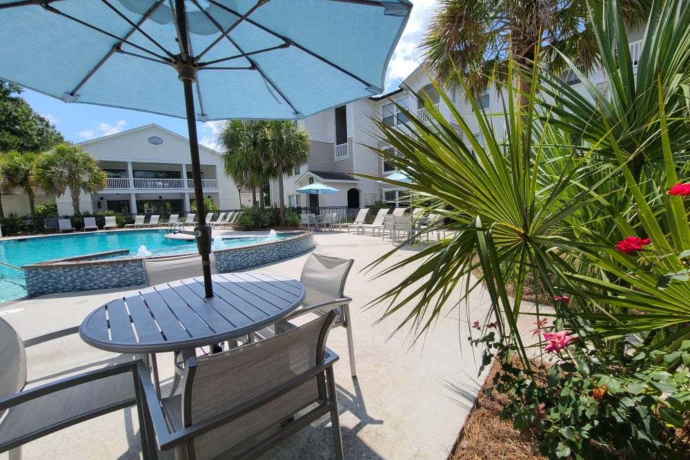 Poolside views from your balcony Ingleside Apartments in North Charleston, South Carolina