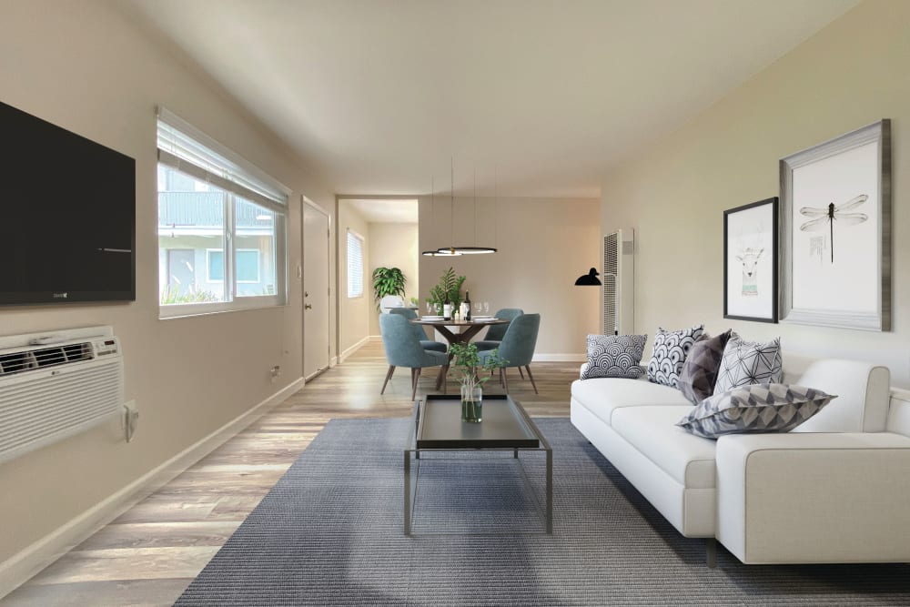 Living Room in One-Bedroom Apartment at Pleasanton Heights