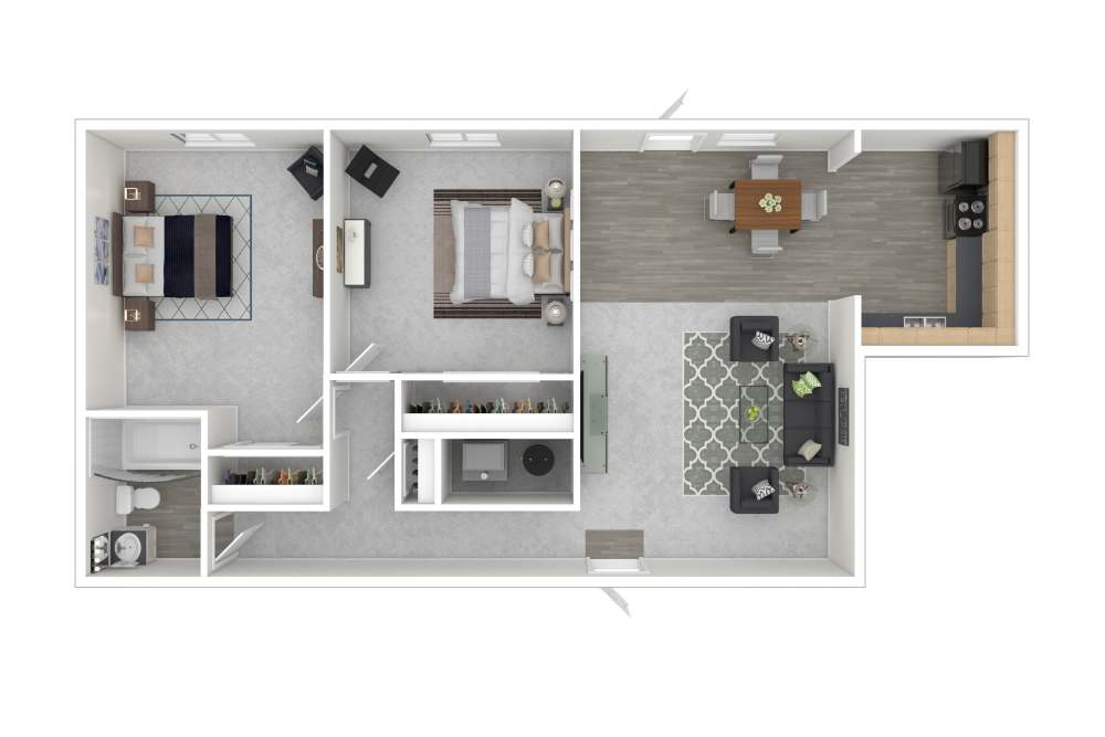 2x2 floor plan drawing at Gibson Creek Apartments in Madison, Tennessee