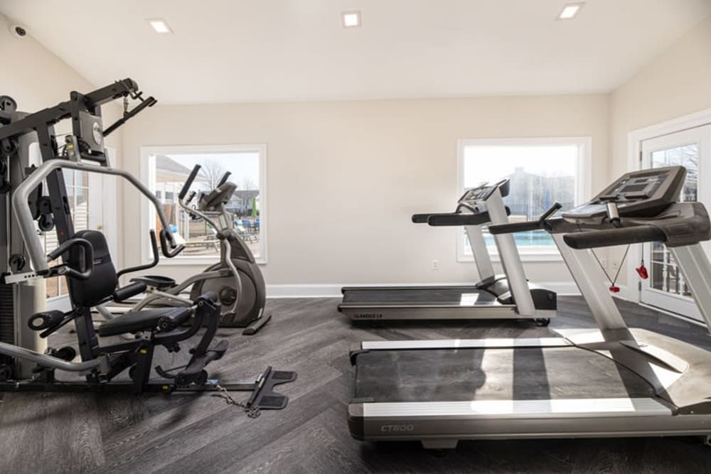 Fitness center with treadmills and an elliptical at Indigo at 61 in Robinsonville, Mississippi