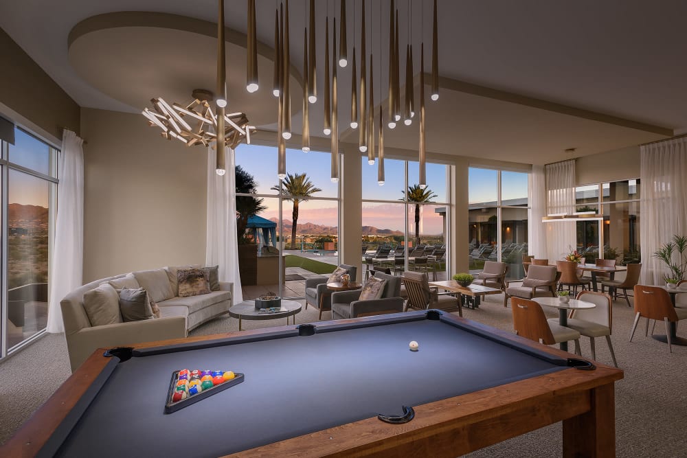 Resident clubhouse at The Halsten at Chauncey Lane in Scottsdale, Arizona