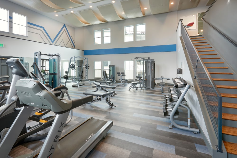 Fitness center with plenty of individual workout stations at Altitude Westminster in Westminster, Colorado