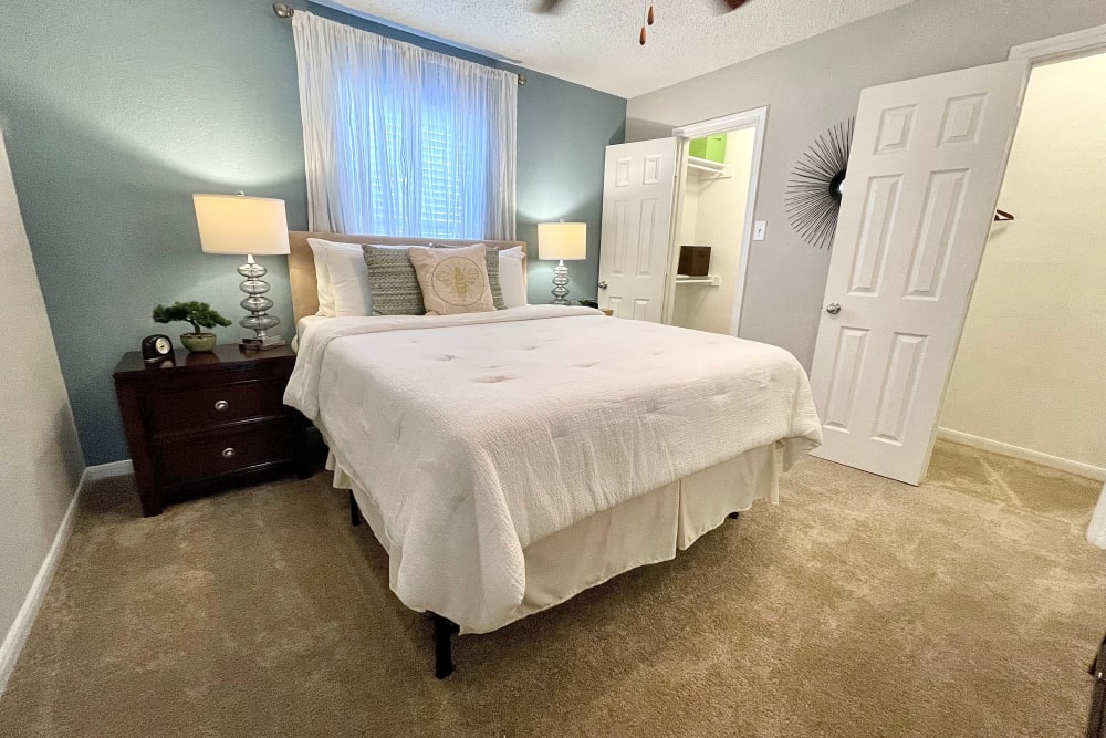 Spacious bedroom at The Abbey at Montgomery Park in Conroe, Texas