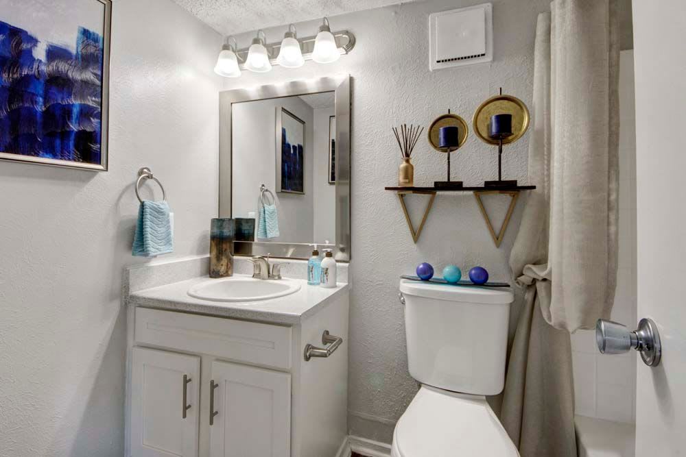 Cozy bathroom at The Fairway Apartments in Plano, Texas