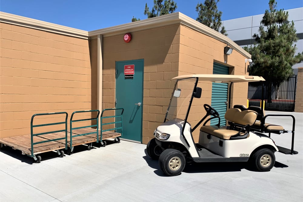 White Golf Cart at Chino Self Storage