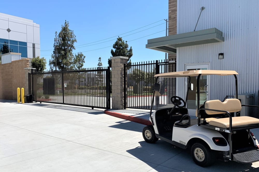 Golf Cart near Gate at Chino Self Storage