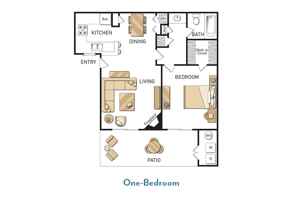 One-Bedroom Floor Plan at Sendero Huntington Beach