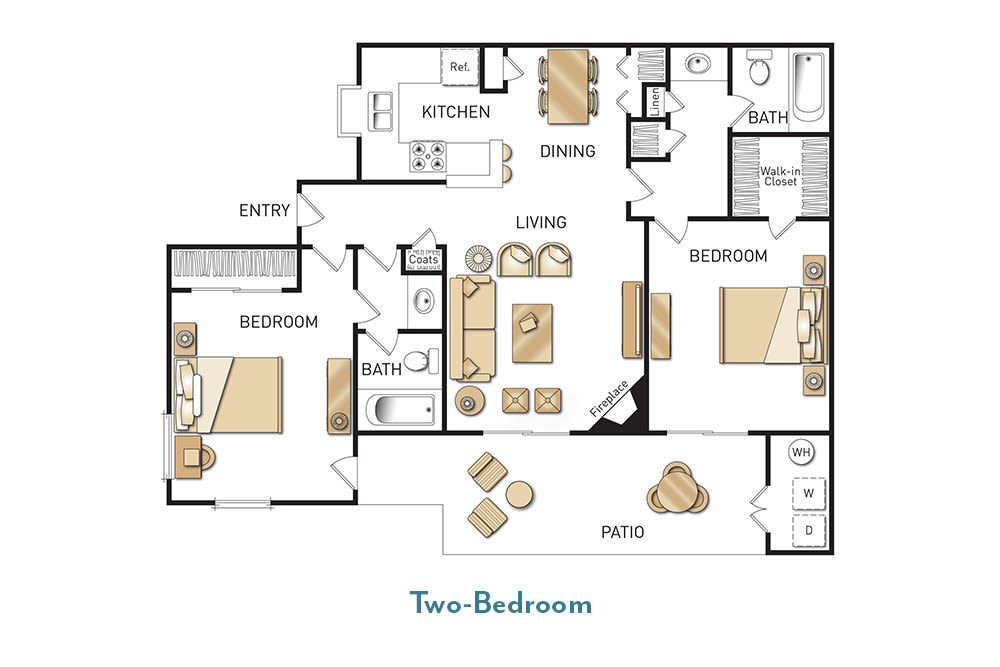 Two-Bedroom Floor Plan at Sendero Huntington Beach