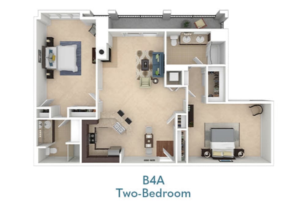 Two-Bedroom Floor plan at the Villa