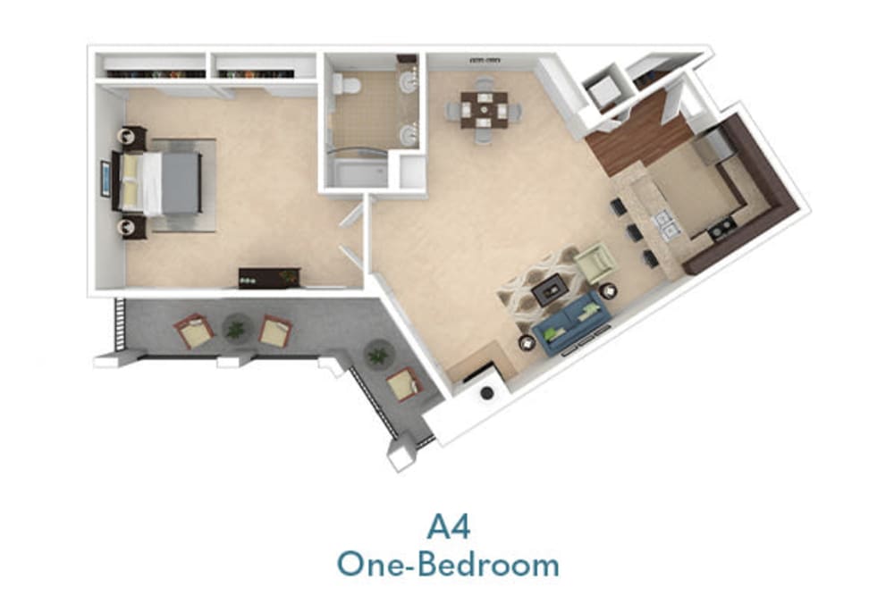 One-Bedroom Floor Plan at The Villa at Marina Harbor