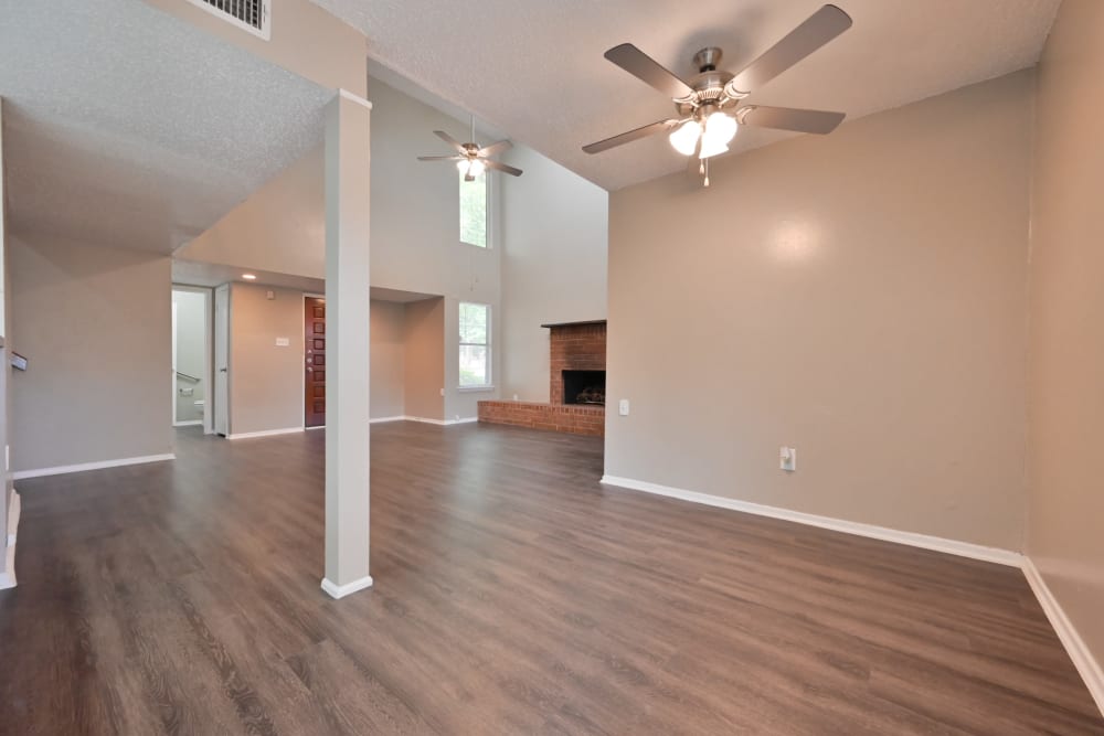 Living room area at Fisher Duplexes in Dallas, Texas