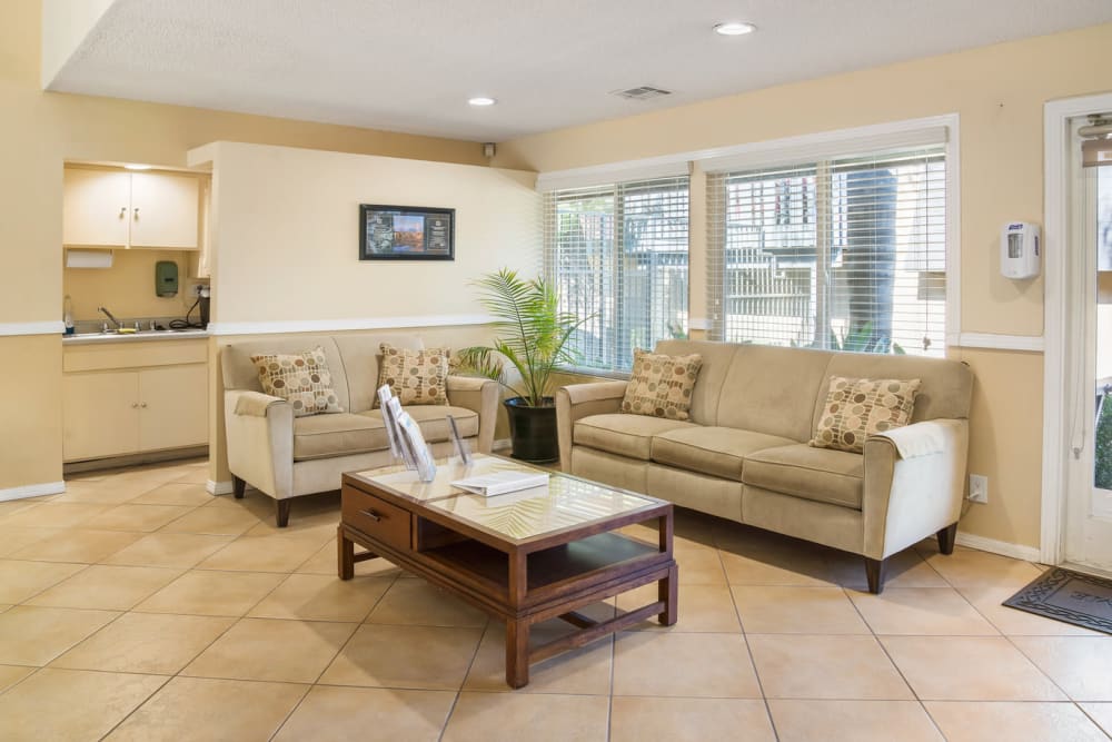 Inside the leasing office at Casa La Palma Apartment Homes in La Palma, California