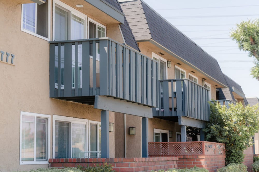 Balcony homes at Casa La Palma Apartment Homes in La Palma, California