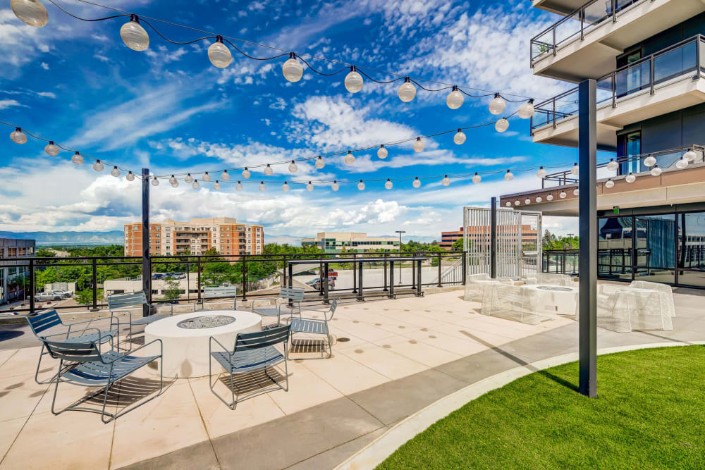 Two firepits outside at Vue West Apartment Homes in Denver, Colorado