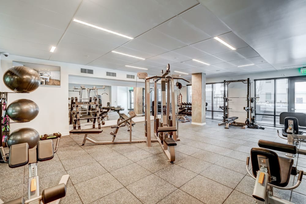 Spacious fitness center at Vue West Apartment Homes in Denver, Colorado