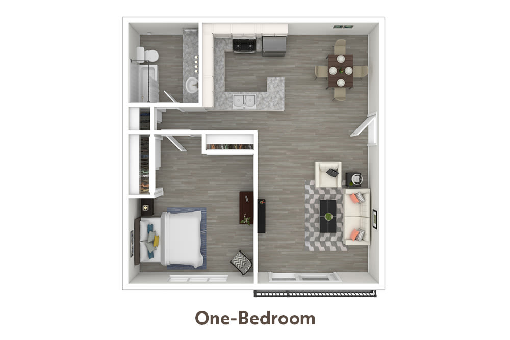 One-Bedroom Floor Plan at Villa Vicente