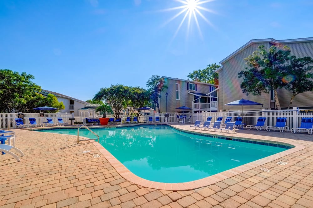 Outdoor swimming pool area at Park at Northside Apartments & Townhomes in Macon, Georgia