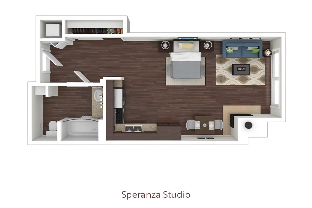 Studio Floor Plan at L'Estancia in Studio City