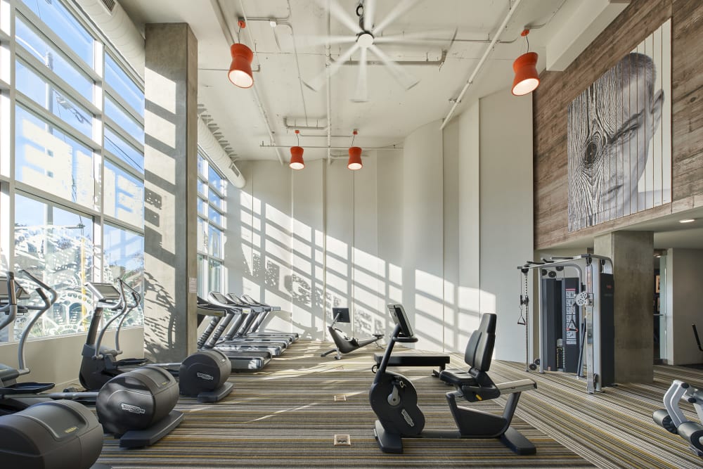 Fitness center at Angelene Apartments in West Hollywood, California