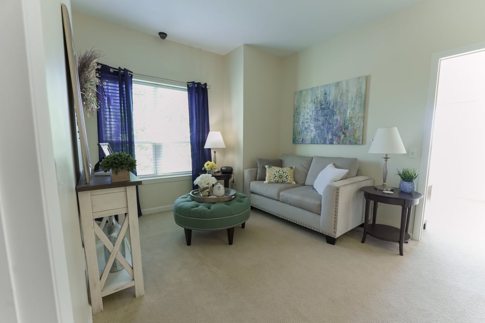 large living room in luxury senior apartments
