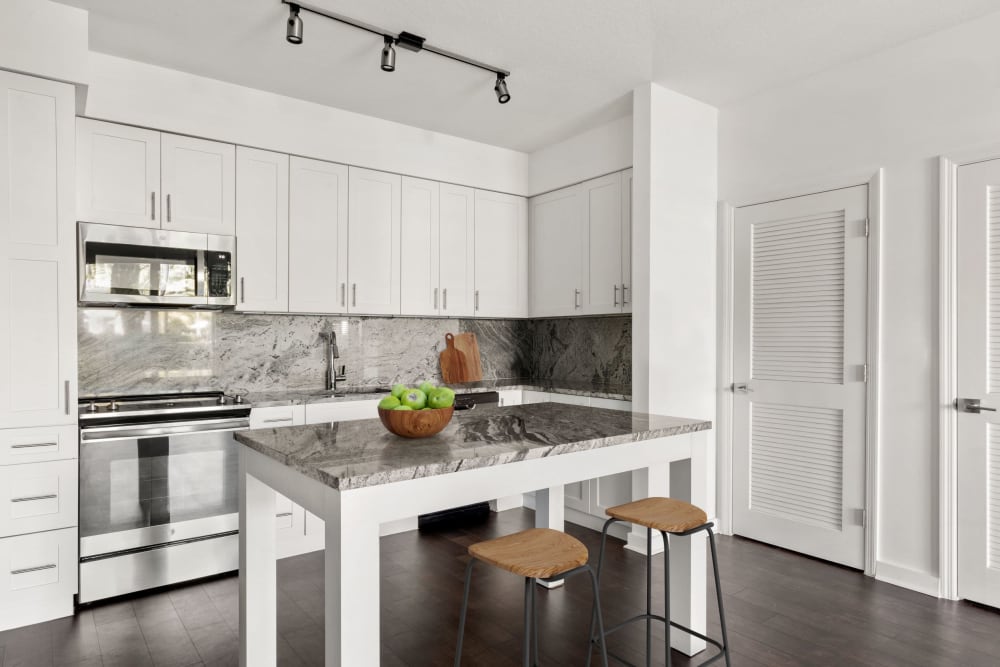 Modern kitchen at Oceanside Lantana in Lantana, Florida