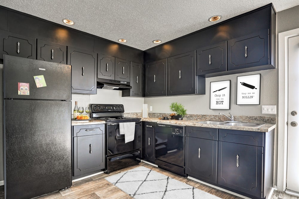 Modern kitchen at Country Oaks Apartments in Hixson, Tennessee