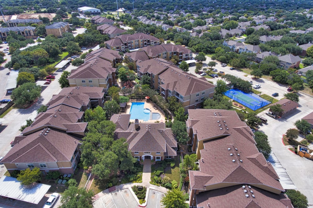 Top view of homes at Cypress Creek at Lakeline in Cedar Park, Texas
