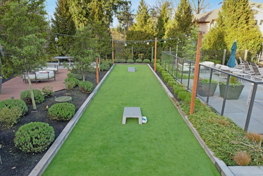 Outdoor activity area with ping pong at Brookside Village in Auburn, Washington