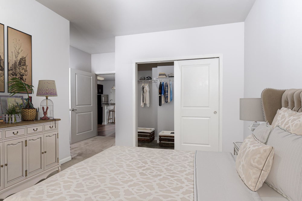 Model bedroom at Parc at Maplewood Station, Maplewood, New Jersey