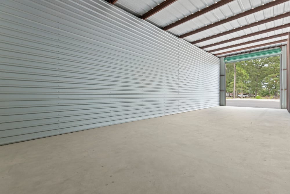 inside of a large rv storage area at Chenal Storage Center in Little Rock, Arkansas