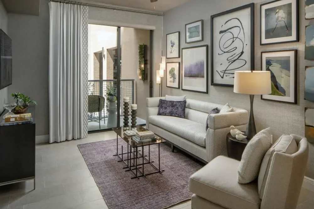 Living room at Sole at City Center in West Palm Beach, Florida